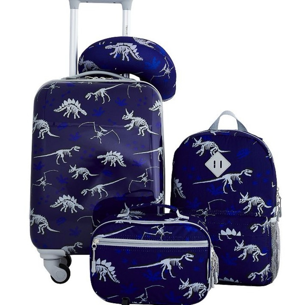 Travelers Club Kid's 4-Pcs Carry-On Luggage, Backpack, Lunch Bag, Neck Pillow